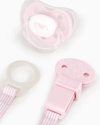 Emporio Armani - Infant-care set with two bottles, dummy and clip-on drawstring, Boy, Pink, Size: TU