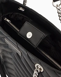 Armani Exchange - Quilted shopper bag with chain handles, Woman, Black, Size: TU