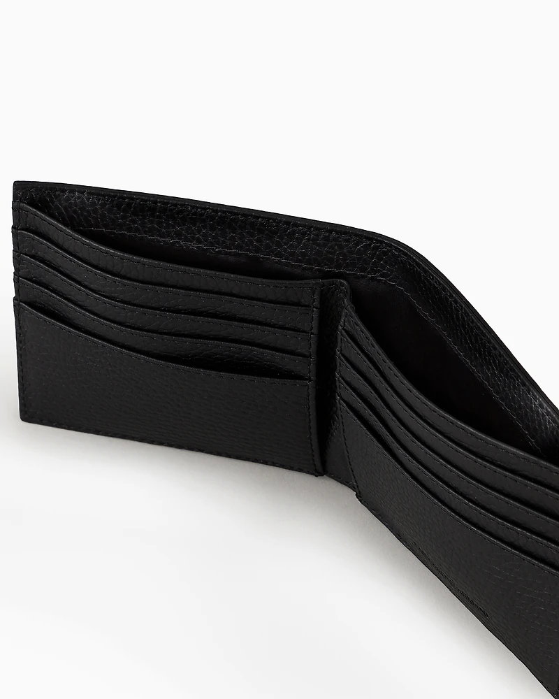 Emporio Armani - Tumbled leather wallet, Man, Black, Size: TU