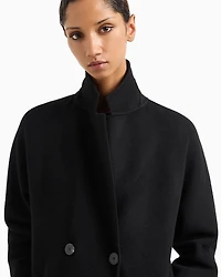 Emporio Armani - Casentino wool and cashmere double-breasted coat, Woman, Black, Size: