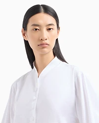 Emporio Armani - Brushed cotton shirt with shaped hem, Woman, White, Size: