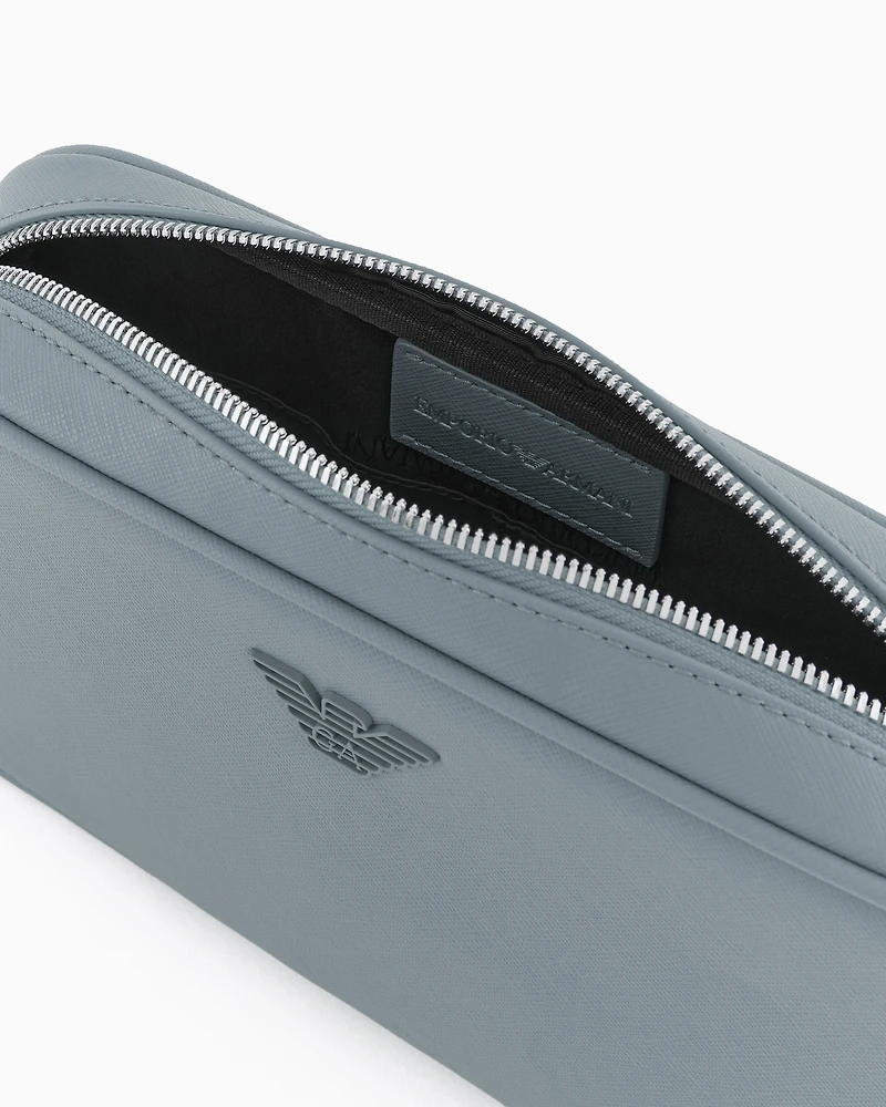 Emporio Armani - ASV regenerated Saffiano washbag, Man, Grey, Size: TU