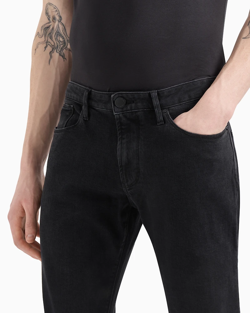 Emporio Armani - J06 Slim-fit, washed, 10.5 oz comfort-denim jeans, Man, Black, Size:
