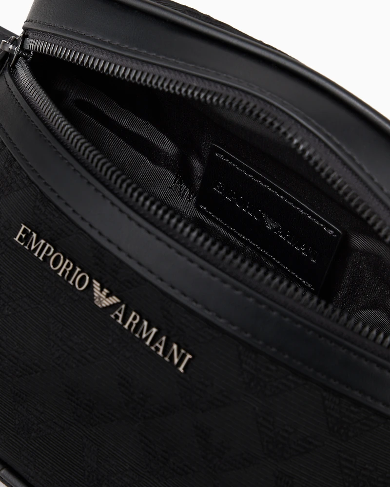 Emporio Armani - Nylon belt bag with all-over jacquard eagle, Man, Black, Size: TU