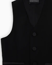 Emporio Armani - Single-breasted waistcoat light wool with satin details, Boy, Black, Size: