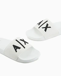 Armani Exchange - Slider slippers with logo, Man, White, Size:
