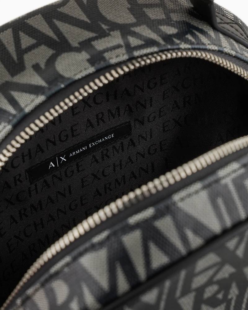 Backpack with contrasting allover logo