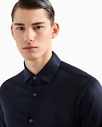 Emporio Armani - ASV Lyocell-blend jersey shirt, Man, Navy_blue, Size: