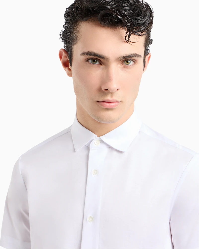 Emporio Armani - ASV short-sleeved Lyocell-blend jersey shirt, Man, White, Size: