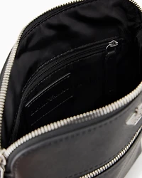 Emporio Armani - ASV regenerated Saffiano leather flat shoulder bag with eagle plate, Man, Black, Size: TU