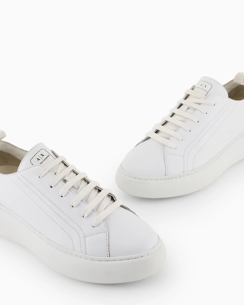 Armani Exchange - Chunky leather sneakers, Woman, White, Size: