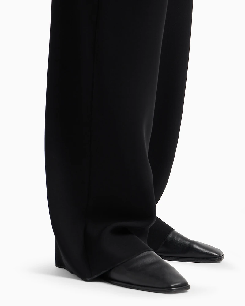 Emporio Armani - Techno cady palazzo trousers, Woman, Black, Size: