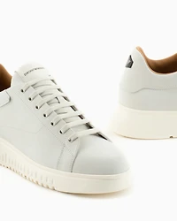 Emporio Armani - Nubuck sneakers with knurled soles, Man, White, Size: