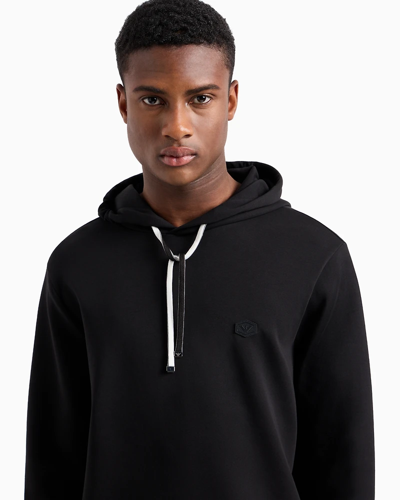 Emporio Armani - Hooded sweatshirt with micro logo patch, Man, Black, Size: