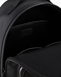 Emporio Armani - Rounded backpack in tumbled leather, Man, Black, Size: TU