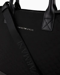 Emporio Armani - Nylon tote bag with all-over jacquard eagle, Man, Black, Size: TU