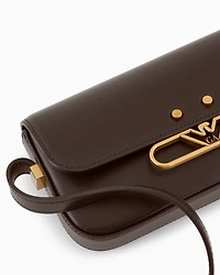 Emporio Armani - Smooth leather mini shoulder bag with metal eagle logo, Woman, Brown, Size: TU