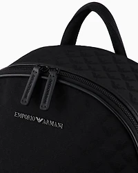 Emporio Armani - Nylon backpack with all-over jacquard eagle, Man, Black, Size: TU