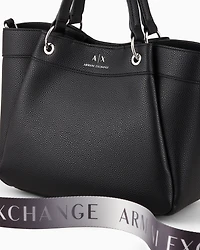 Armani Exchange - Medium handbag with degradè shoulder strap, Woman, Black, Size: TU