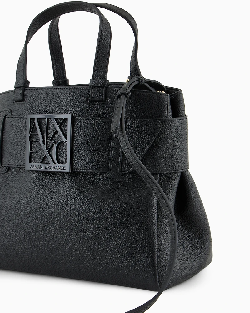 Armani Exchange - Handbag with ASV logo detail, Woman, Black, Size: TU