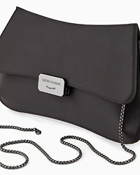 Emporio Armani - Satin clutch bag with chain strap, Woman, Black, Size: TU