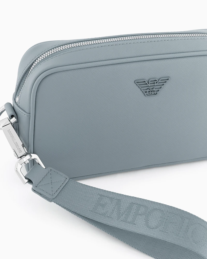 Emporio Armani - ASV regenerated Saffiano washbag, Man, Grey, Size: TU