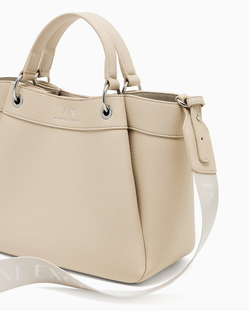Armani Exchange - Medium handbag with degradè shoulder strap, Woman, Beige, Size: TU