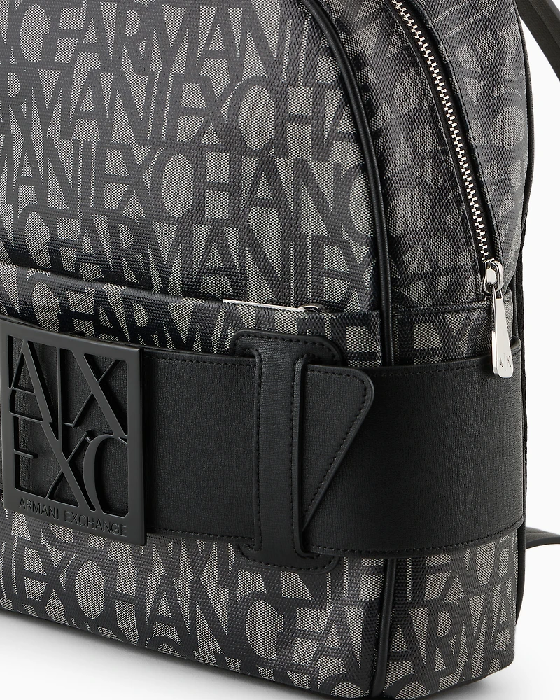 Backpack with contrasting allover logo