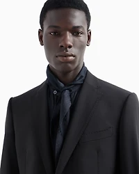 Emporio Armani - Single-breasted suit virgin-wool two-way stretch canvas, Man, Black, Size:
