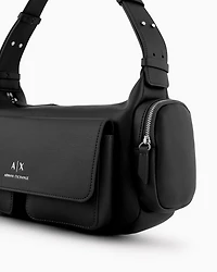 Armani Exchange - Large shoulder bag with side pockets, Woman, Black, Size: TU