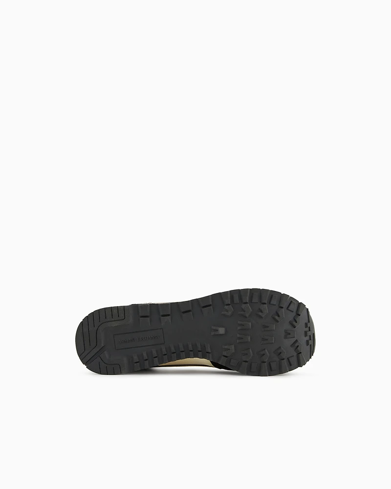 Armani Exchange - Suede sneakers with mesh inserts, Man, Black, Size: