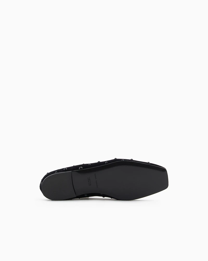 Emporio Armani - Velvet slippers with rhinestones, Woman, Black, Size: