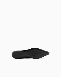Emporio Armani - Nappa-leather pointed-toe ballerinas with eagle plate, Woman, Black, Size: