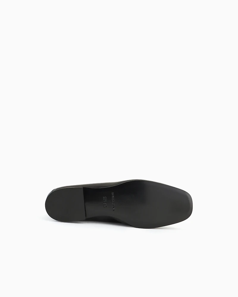 Emporio Armani - Nappa leather loafers with embossed logo, Woman, Black, Size: