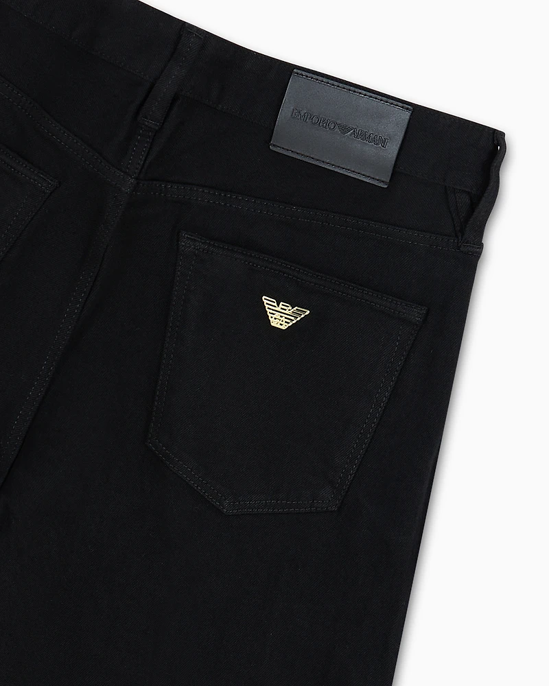 Emporio Armani - J75 Slim-fit stretch denim jeans with gold details, Man, Black, Size: