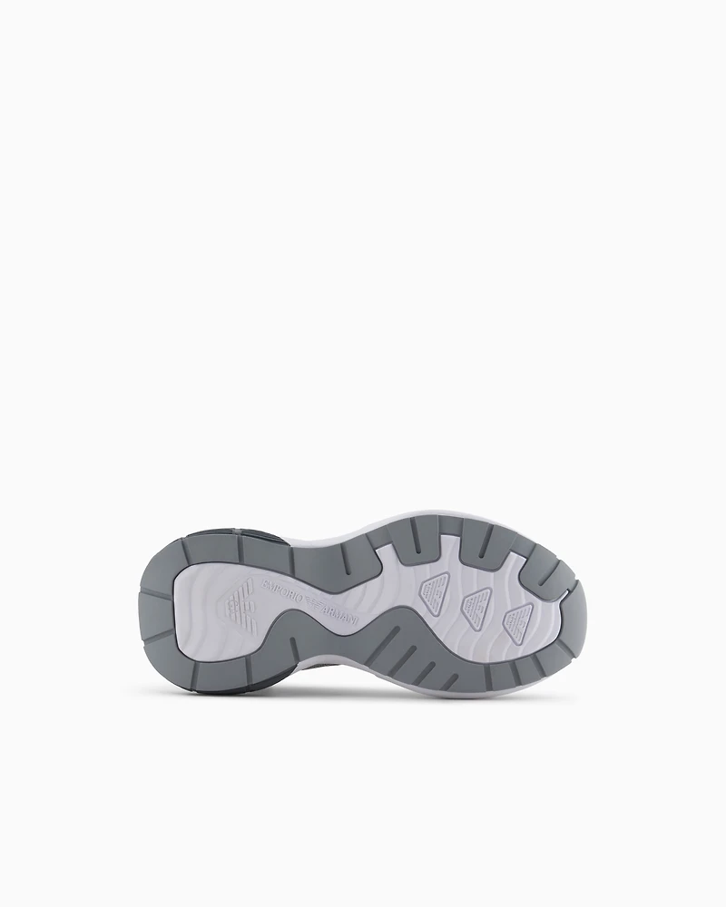 Emporio Armani - Mesh sneakers with laminated details and signature logo, Woman, Silver, Size: