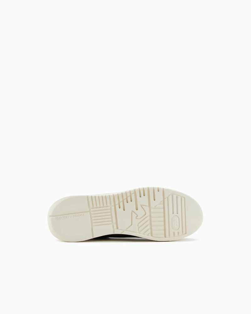 Emporio Armani - Tumbled leather sneakers, Woman, Black, Size: