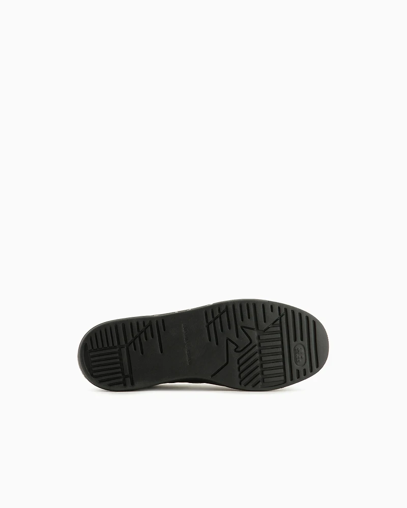 Emporio Armani - Hammered-leather sneakers, Man, White, Size: