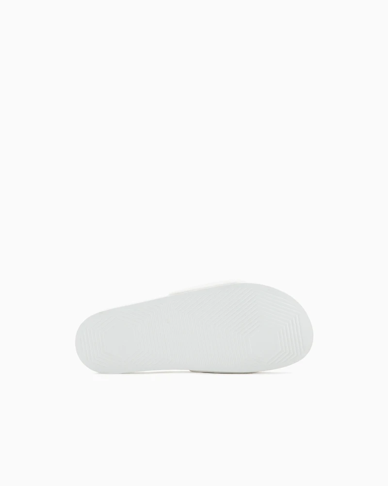 Armani Exchange - Slider slippers with logo, Man, White, Size: