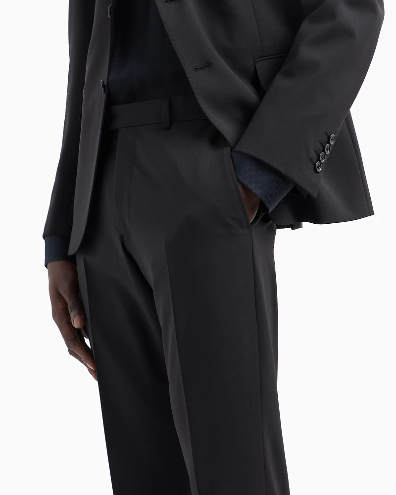 Emporio Armani - Single-breasted suit virgin-wool two-way stretch canvas, Man, Black, Size: