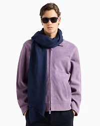 Emporio Armani - Modal and cotton stole with all-over jacquard logo, Man, Navy Blue, Size: TU