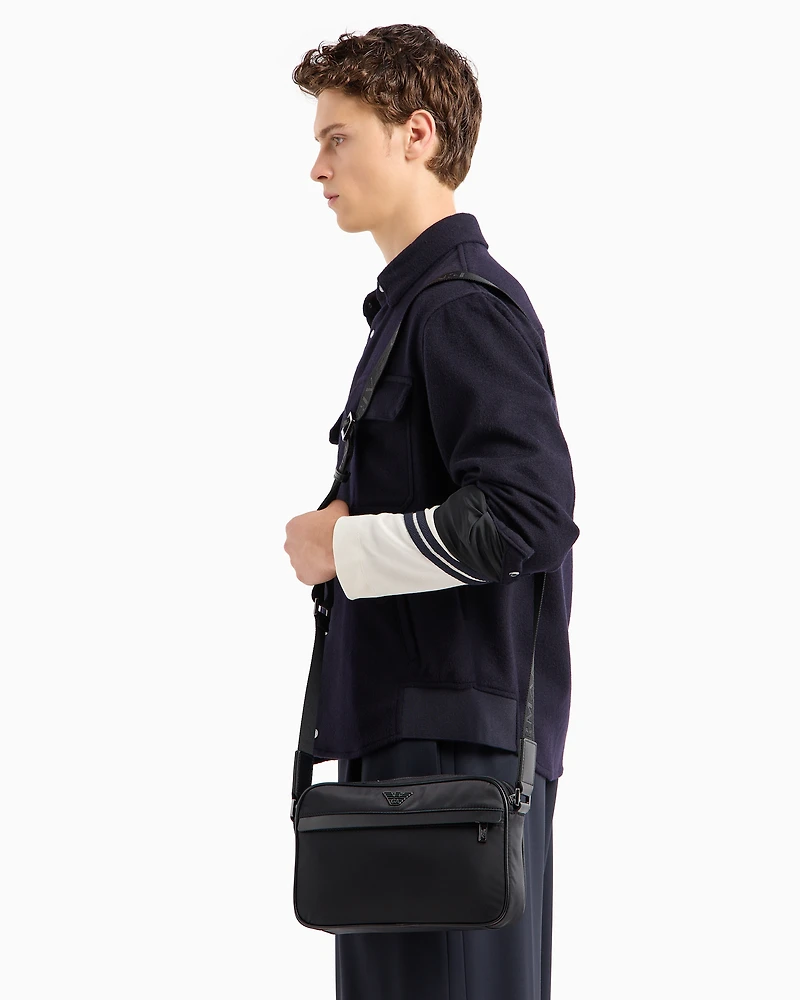 Emporio Armani - ASV recycled nylon shoulder bag, Man, Black, Size: TU