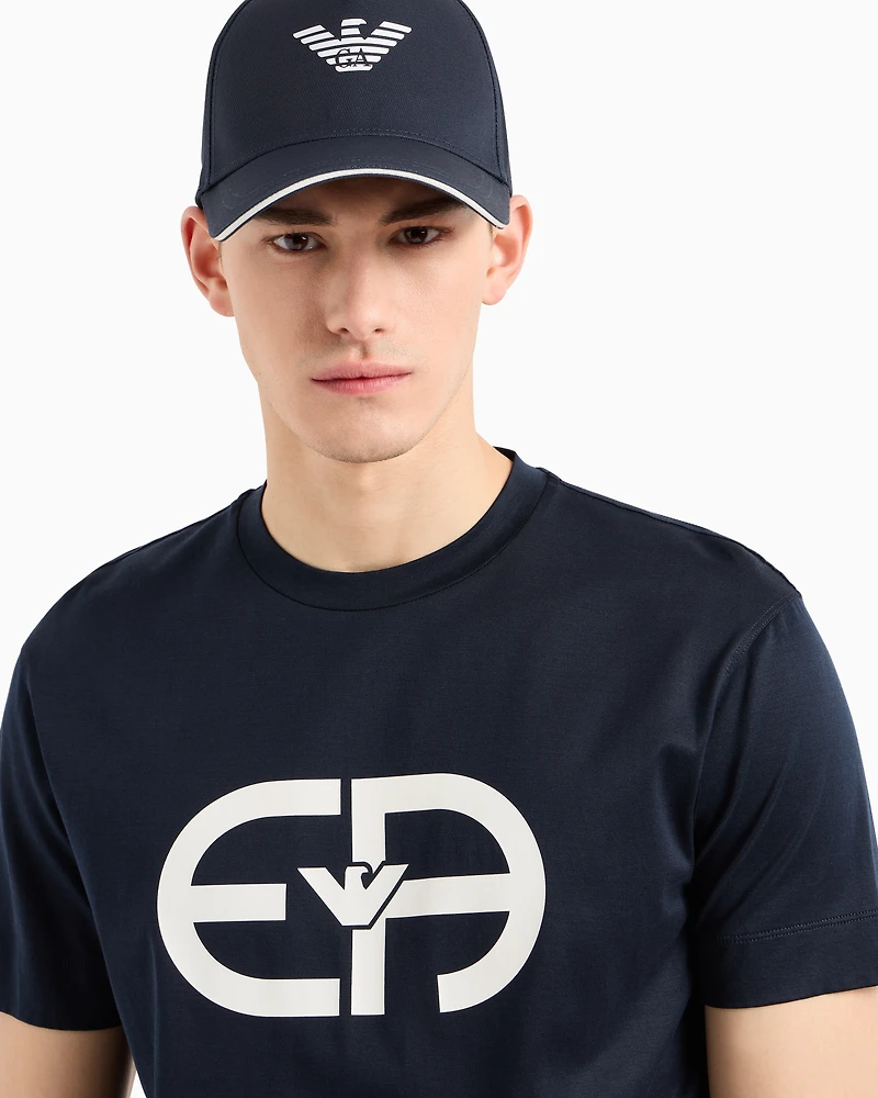 Emporio Armani - Eagle-print baseball cap, Man, Navy Blue, Size: TU