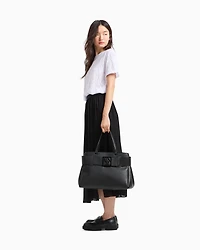 Armani Exchange - Large shoulder bag with ASV logo detail, Woman, Black, Size: TU