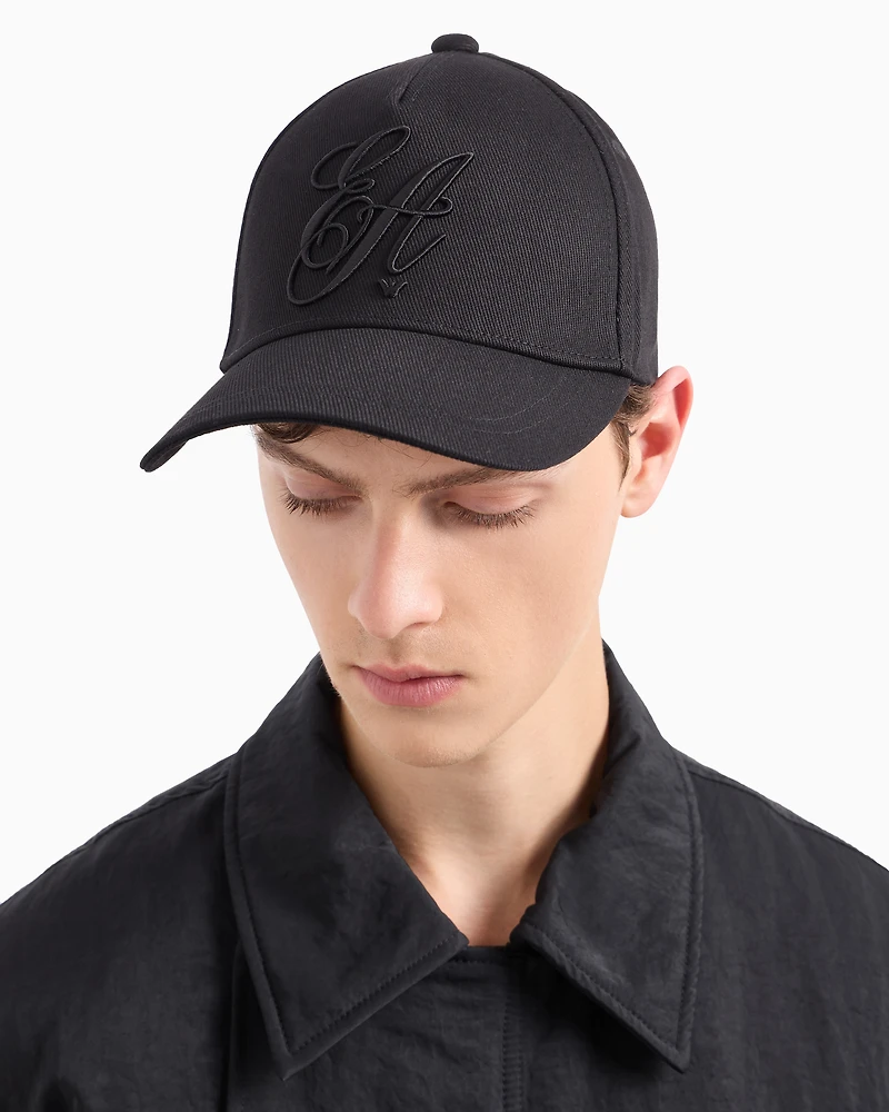 Emporio Armani - Twill baseball cap with signature EA logo embroidery, Woman, Black, Size: TU
