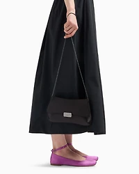 Emporio Armani - Satin clutch bag with chain strap, Woman, Black, Size: TU