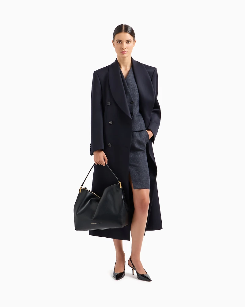 Emporio Armani - Large handbag in smooth leather, Woman, Black, Size: TU