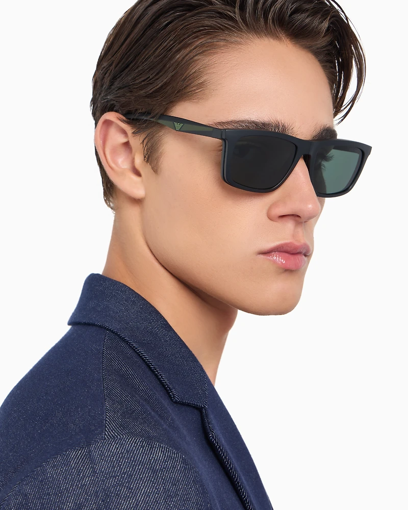 Emporio Armani - Men’s square sunglasses, Man, Black, Size: 55L