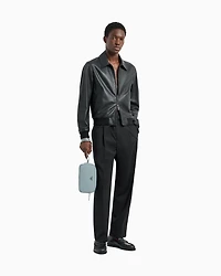 Emporio Armani - ASV regenerated Saffiano washbag, Man, Grey, Size: TU