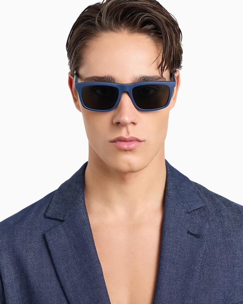 Emporio Armani - Men’s square sunglasses, Man, Blue, Size: 53L